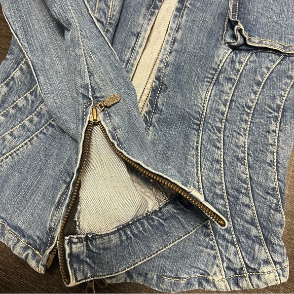 BELSTAFF Denim Moto Women’s Fitted Edgy Jean Jacket Y2K Denim XS-S - Picture 6 of 15